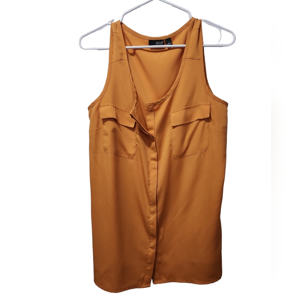 Anna, a new approach size, large gold shell, sleeveless women's top.